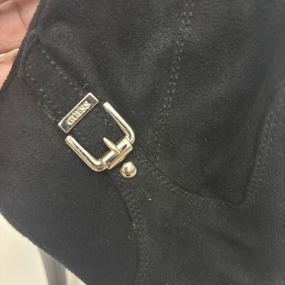 Guess Black Suede Knee High Stretchy Slouchy Stiletto Heel Boots Size 7.5 - Picture 2 of 11